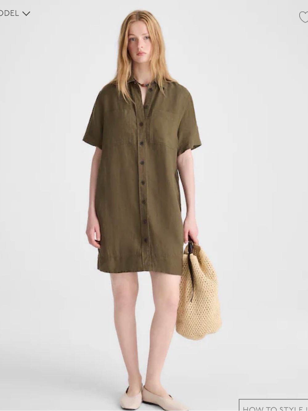 Madewell 100%linen Button-Front Shirt Swim Cover-Up in Olive S